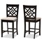 Baxton Studio Nicolette Modern and Contemporary Sand Fabric and Dark Brown Finished Wood 2-Piece Counter Stool Set 179-11422-Zoro - alternate 1